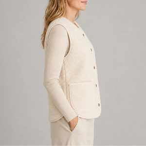 Women’s Teddy Fleece Button-Up Vest with Pockets