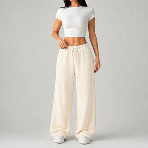 Women’s Ribbed Wide Leg Drawstring Lounge Pants