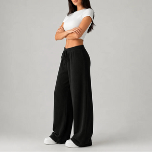 Women’s Ribbed Wide Leg Drawstring Lounge Pants