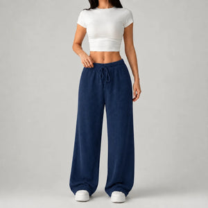Women’s Ribbed Wide Leg Drawstring Lounge Pants
