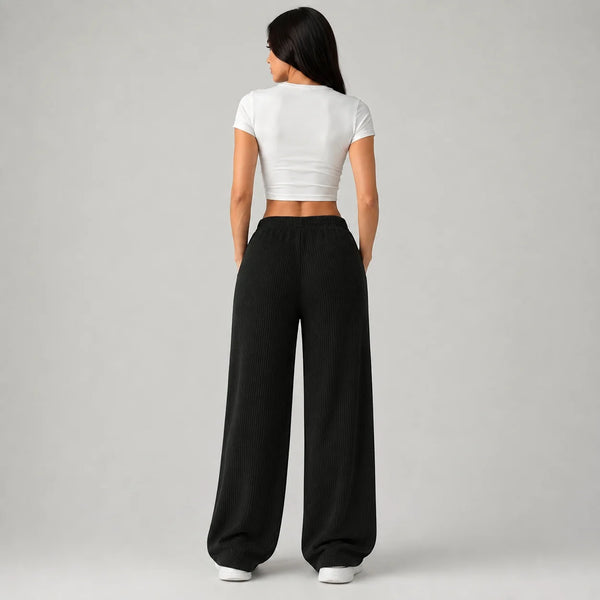 Women’s Ribbed Wide Leg Drawstring Lounge Pants