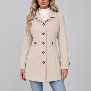 Women's Overcoat with Button Front and Fitted Waist