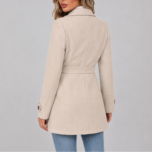 Women's Overcoat with Button Front and Fitted Waist