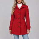 Women's Overcoat with Button Front and Fitted Waist
