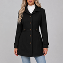 Women's Overcoat with Button Front and Fitted Waist