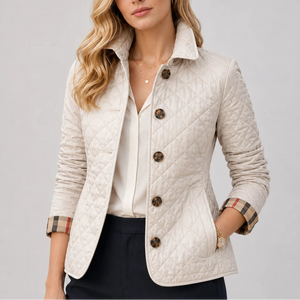 Women’s Quilted Jacket - Button-Up Lightweight Coat with Stand Collar