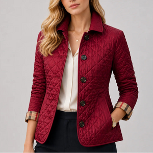 Women’s Quilted Jacket - Button-Up Lightweight Coat with Stand Collar