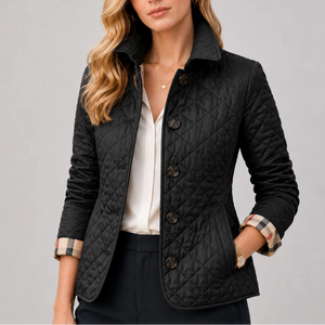 Women’s Quilted Jacket - Button-Up Lightweight Coat with Stand Collar