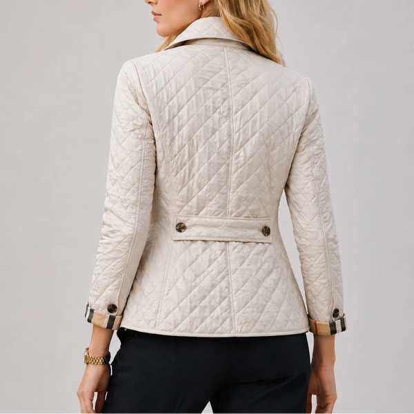 Women’s Quilted Jacket - Button-Up Lightweight Coat with Stand Collar