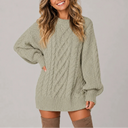 Women’s Oversized Cable Knit Jumper Dress with Long Sleeves