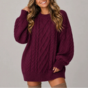 Women’s Oversized Cable Knit Jumper Dress with Long Sleeves
