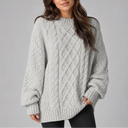 Women’s Oversized Cable Knit Jumper Dress with Long Sleeves