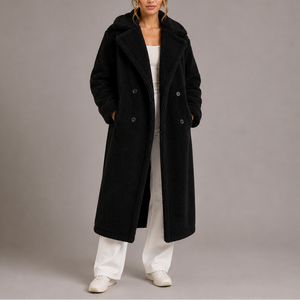 Women's Teddy Coat | Long Double-Breasted Faux Fur Winter Coat