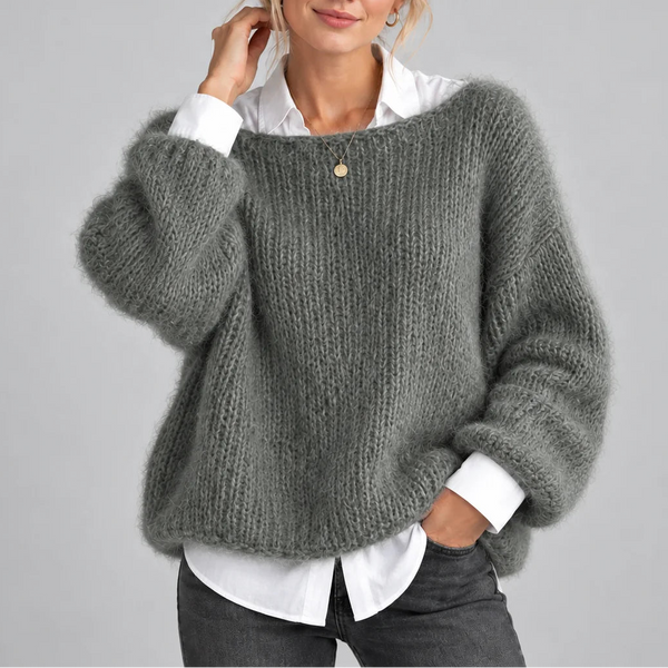 Women’s Oversized Chunky Knit Jumper with Balloon Sleeves