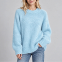 Women’s Relaxed Fit Fluffy Knit Jumper with Crew Neck and Long Sleeves