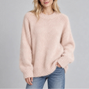 Women’s Relaxed Fit Fluffy Knit Jumper with Crew Neck and Long Sleeves