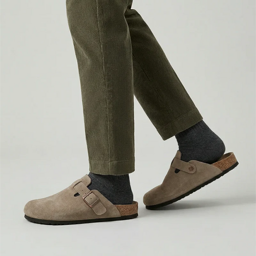 Unisex Suede Clogs – Adjustable Buckle Comfort Slip-On