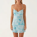 Elegant Floral Embroidered Mini Dress for Women