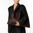 Luxury Woven Shoulder Tote – Soft Vegan Leather Everyday Bag