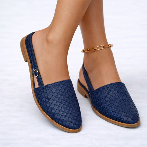 Women’s Woven Vegan Leather Slingback Flats – Elegant Everyday Style