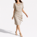 Layered Midi Dress Women Short Sleeve Relaxed Fit
