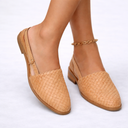 Women’s Woven Vegan Leather Slingback Flats – Elegant Everyday Style
