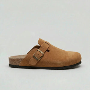 Unisex Suede Clogs – Adjustable Buckle Comfort Slip-On