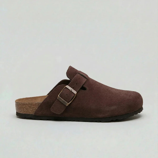 Unisex Suede Clogs – Adjustable Buckle Comfort Slip-On