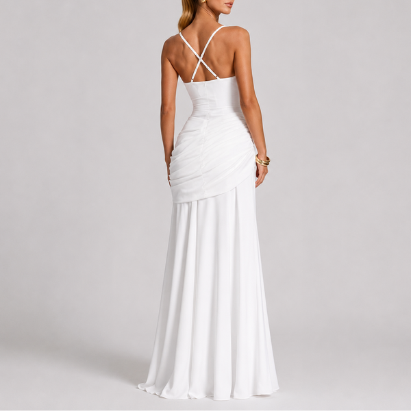 Women’s Elegant Ruched Maxi Evening Dress