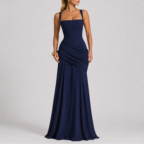 Women’s Elegant Ruched Maxi Evening Dress