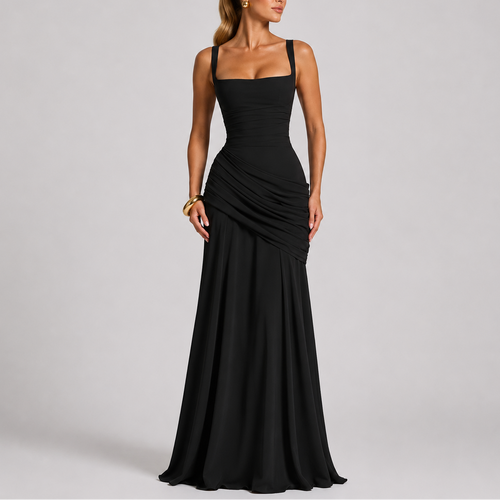 Women’s Elegant Ruched Maxi Evening Dress