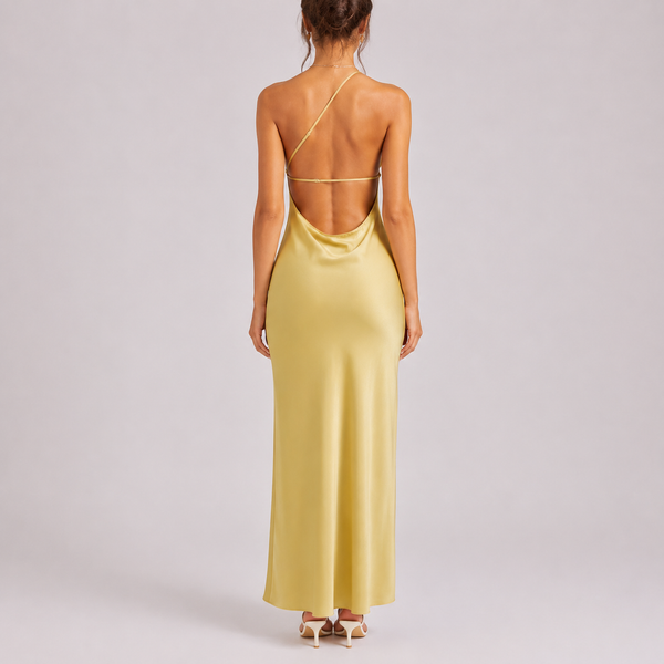 Women’s Elegant One-Shoulder Satin Maxi Dress