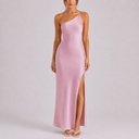 Women’s Elegant One-Shoulder Satin Maxi Dress
