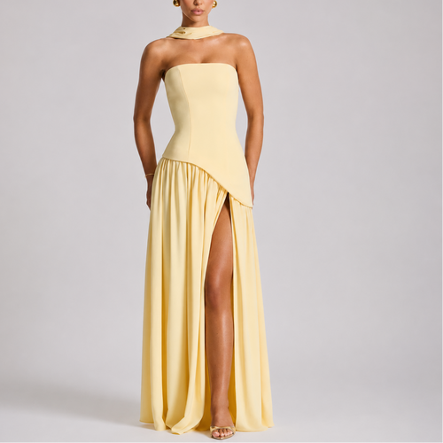 Women's Open Back Scarf Maxi Dress