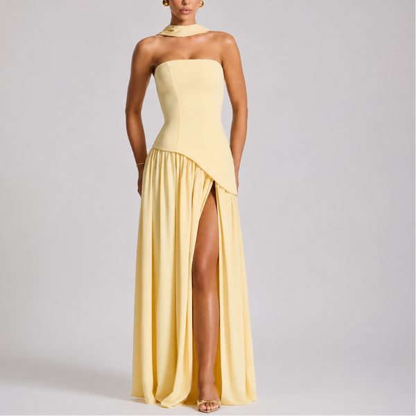 Women's Open Back Scarf Maxi Dress