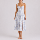 Women’s Elegant Corset Midi Dress with Ruched Bust