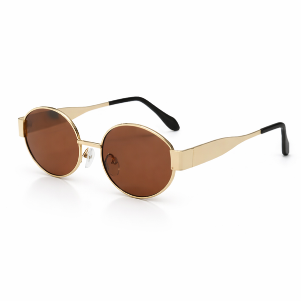 Women’s Retro Oval Sunglasses – Sleek Gold Detail