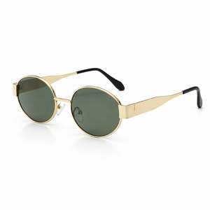 Women’s Retro Oval Sunglasses – Sleek Gold Detail