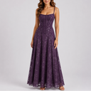Floral Embroidered Corset Maxi Dress