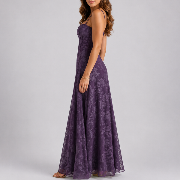 Floral Embroidered Corset Maxi Dress