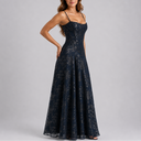 Floral Embroidered Corset Maxi Dress