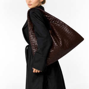Luxury Woven Shoulder Tote – Soft Vegan Leather Everyday Bag