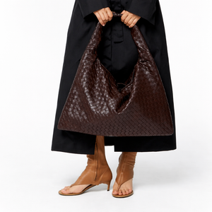 Luxury Woven Shoulder Tote – Soft Vegan Leather Everyday Bag
