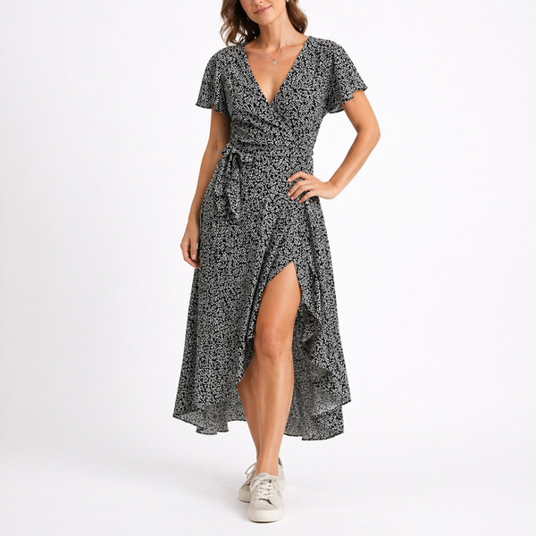 Women’s Summer Midi Dress with V-Neck