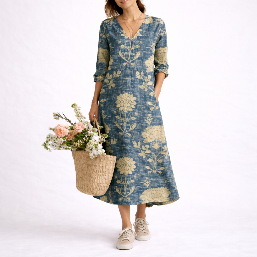 Linen Floral Dress