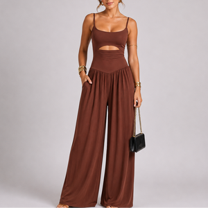 Women’s Elegant Cut-Out Wide Leg Jumpsuit