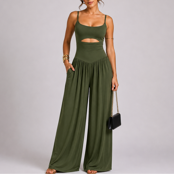 Women’s Elegant Cut-Out Wide Leg Jumpsuit