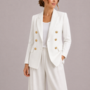 Women's Elegant Double-Breasted Blazer with Gold Buttons – Timeless Tailored Jacket