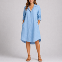Women’s Summer Shirt Dress with Button Front and Relaxed Fit