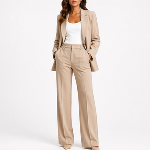 Women’s Two-Piece Set with Blazer and Straight-Leg Pants